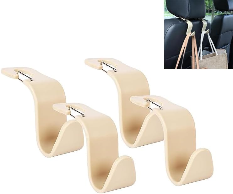 Car Headrest Hooks, 50lbs Load, Durable ABS, 4-Pack Car hooks