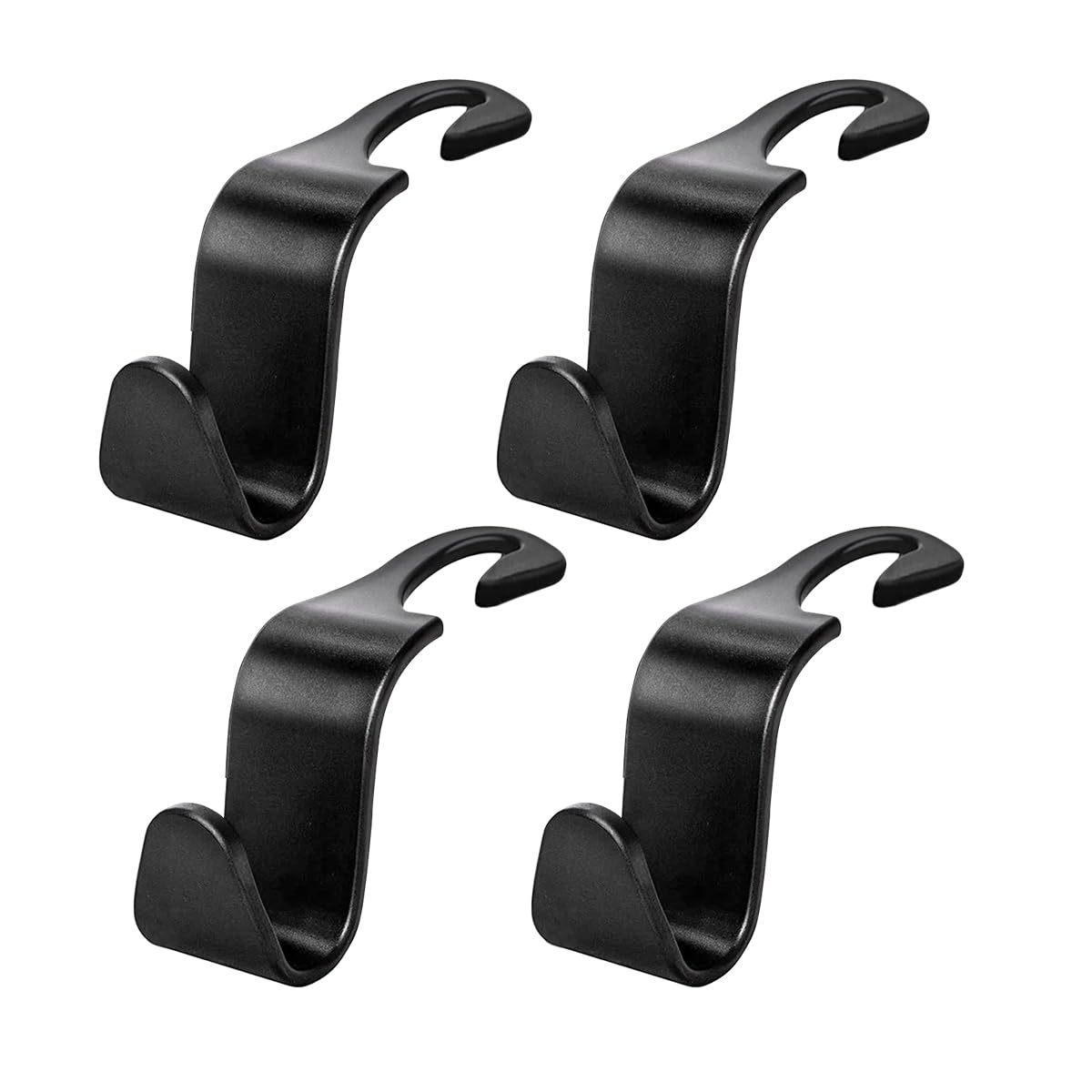 povtii 4 PCS Car Seat Headrest Hooks, Auto Backseat Organizer Hanger Holder, Vehicle Seat Back Storage Hooks for Purse Coat Umbrella Grocery Bag Handbag, Interior Car Accessories (Black)