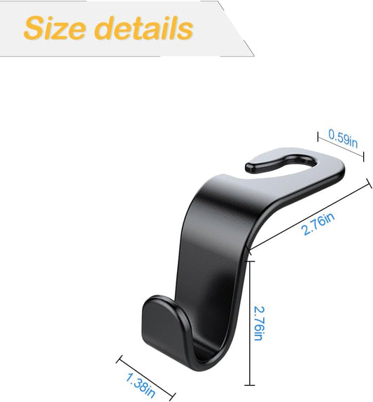 Osilly 4 Pack 360-Degree Rotating Headrest Hooks, Black