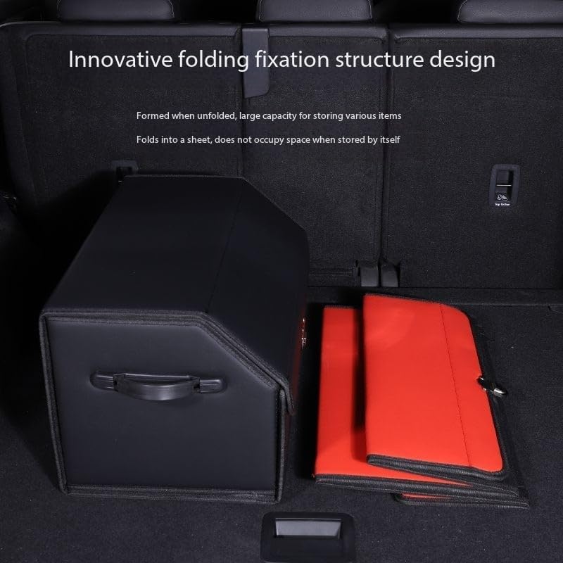 Car Trunk Organizer Leather Storage Box with Lid for Trunk SUV Sedan