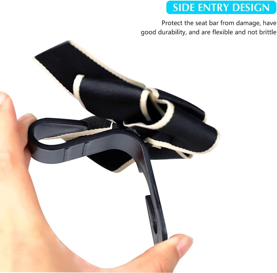 Mandark 2PCS Bow Car Headrest Hooks for Bags, Black Line