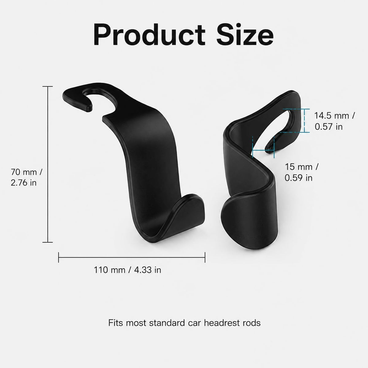 4pcs Car Seat Headrest Hooks, Universal Back Seat Storage Hooks for Purses Grocery Bags Coats Umbrellas, Vehicle Organizer Accessories