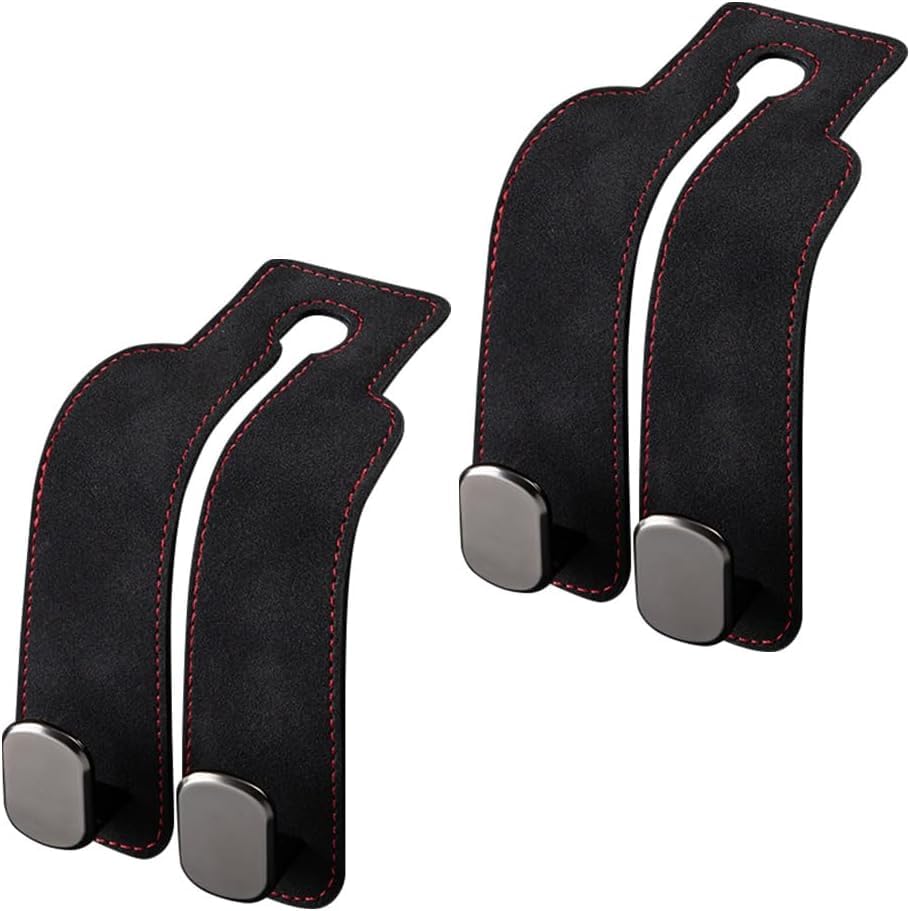 Car Seat Headrest Hooks for Purses and Bags - Support Car Headrest Hooks for Purses and Bags Coat, Leather Car Bag Purse Holder with Double Hooks (Brown-2PC)