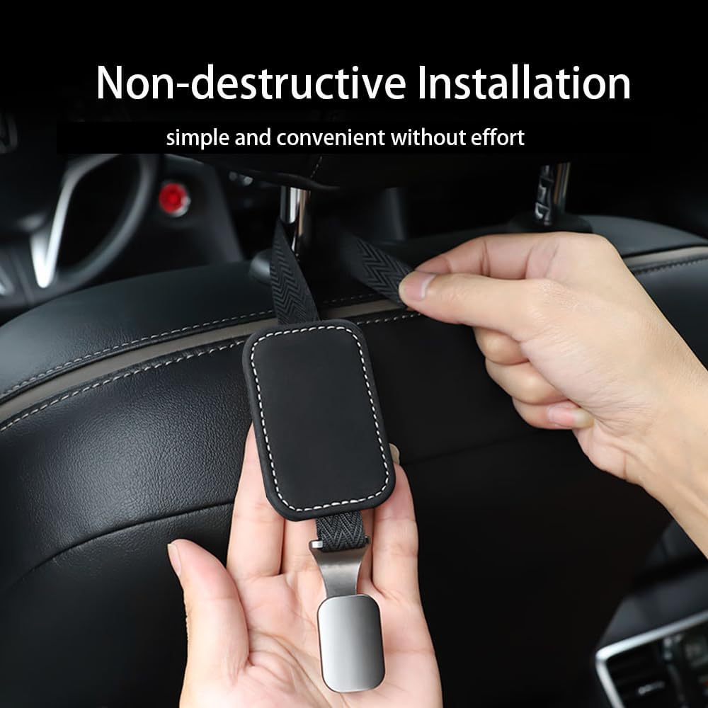 2Pcs Car Hook for Subaru BRZ WRX STi Impreza Legacy XV Forester Outback, Multifunctional Car Seat Back Hook Rear Metal Hook in Car Storage Hook Suede Interior Parts,Black