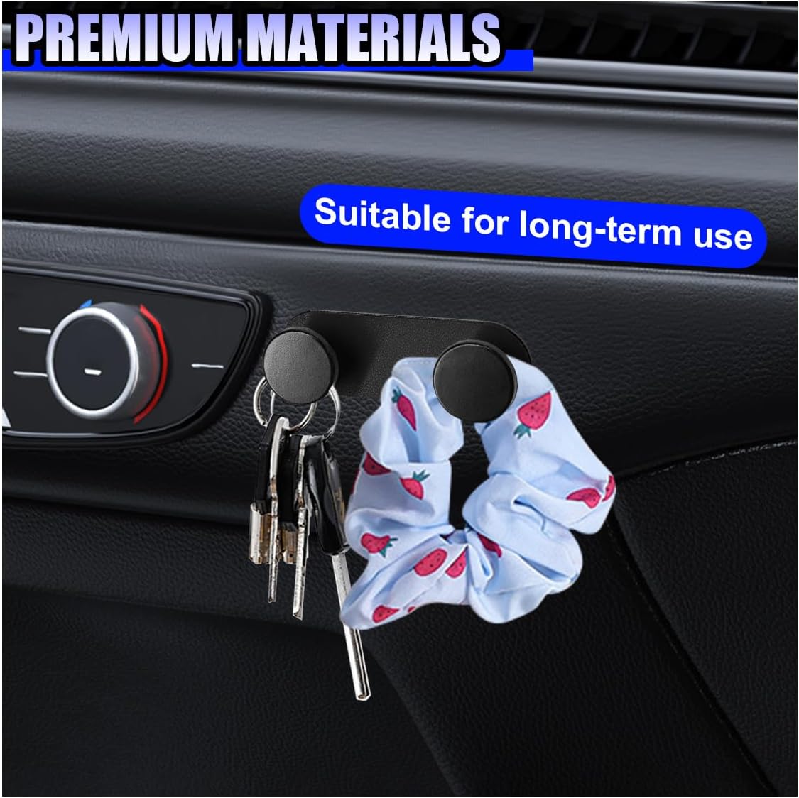 YoRise Small Car Hooks, Self-Adhesive Hanging Car Key Holder, Multifunctional Dashboard Storage Hooks, Universal Vehicle Organizer Accessories for Mask Charging Cable Earphone (Black)