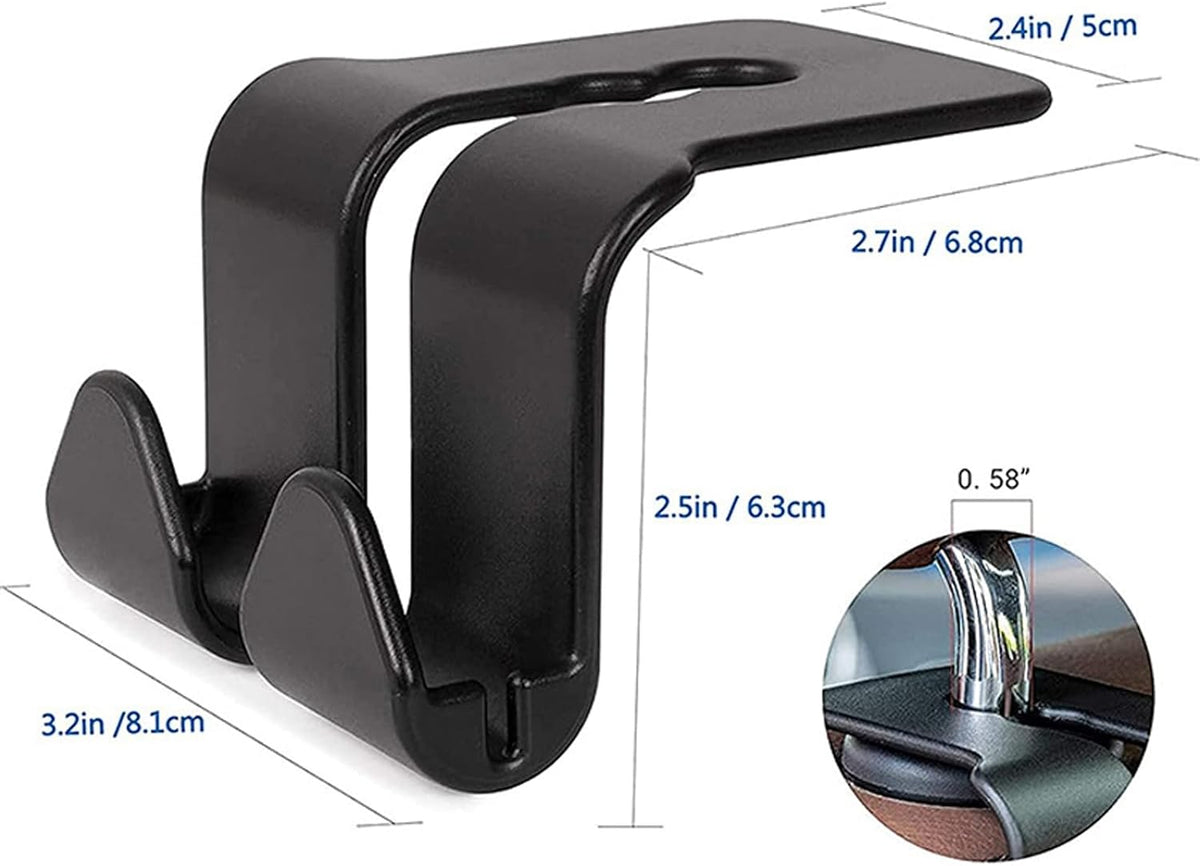2 Pcs Heavy Duty Seat Back Hook Organizer, Multi-Purpose Car Hanger for Purses, Snacks & Umbrellas, Universal Fit