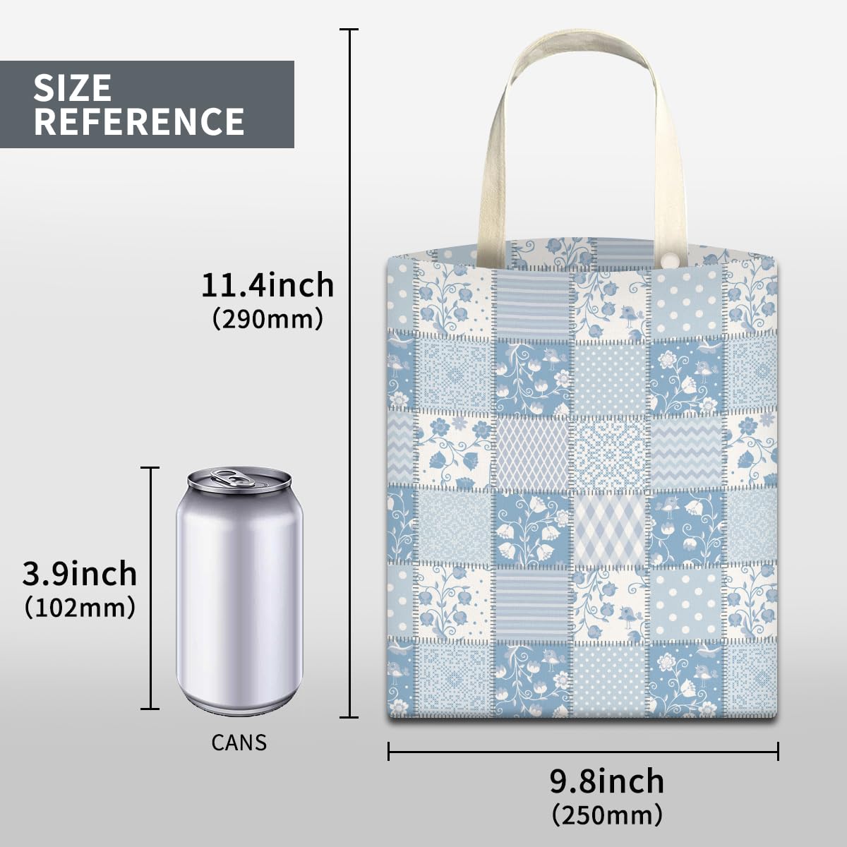 Car Trash Can, Cute Car Trash Bag, Hanging Car Organizer and Storage Bag, Trash Bin for Car Accessories, Vehicle, Travelling, Camping Blue Patchwork Flower