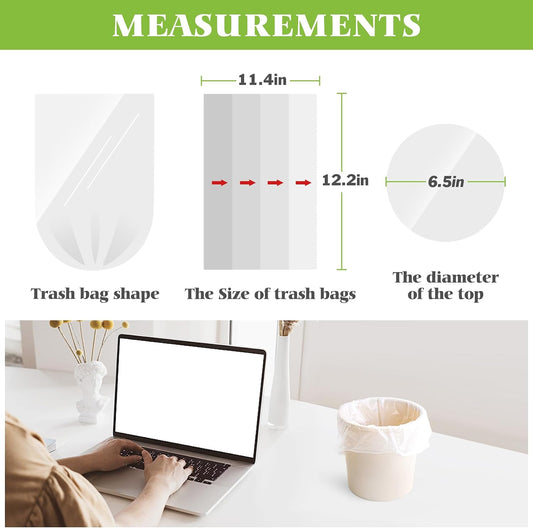 Teivio Mini Clear Trash Bags 0.5 Gallon 276 Count 11"x12" Unscented