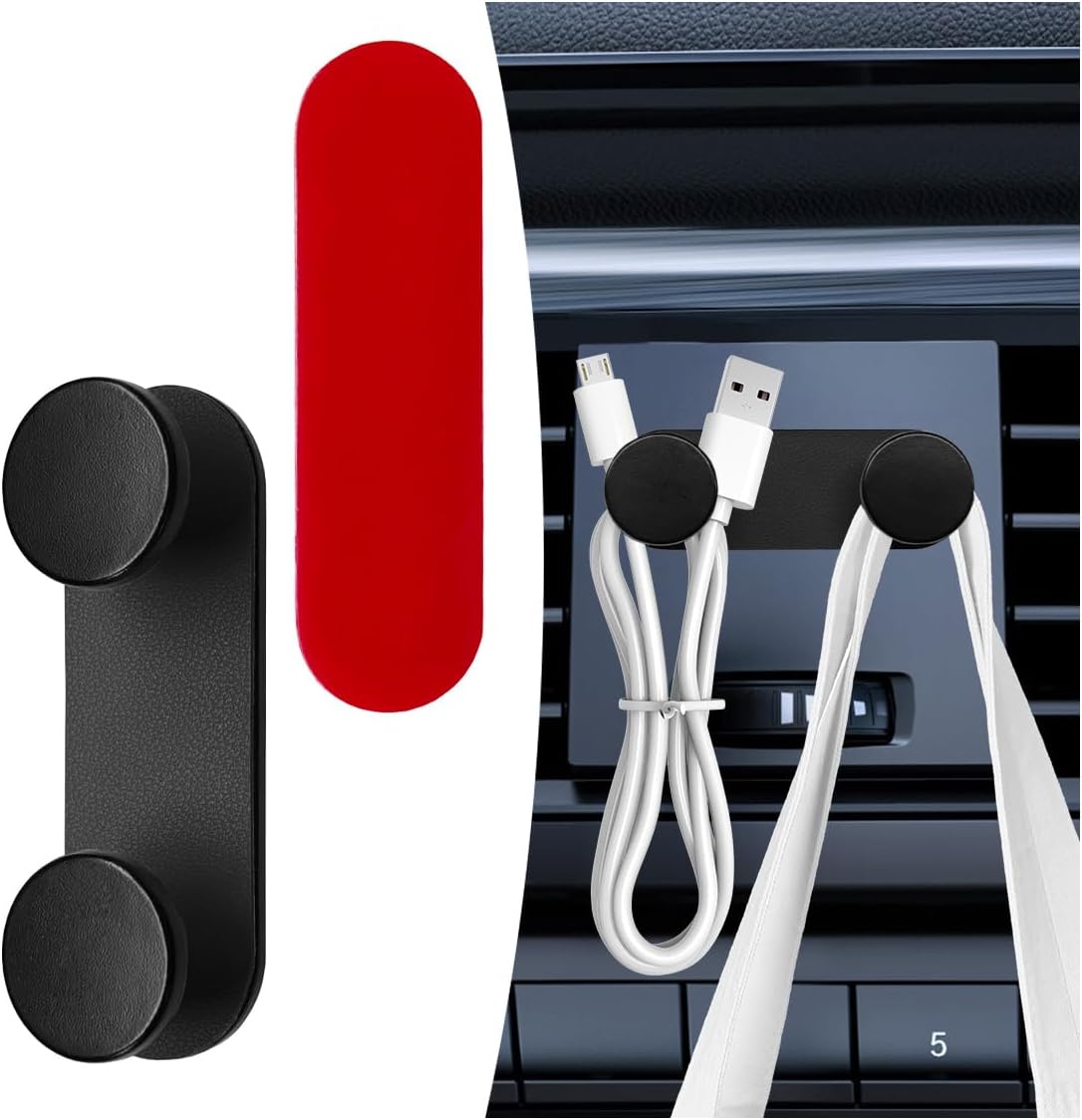 YoRise Small Car Hooks, Self-Adhesive Hanging Car Key Holder, Multifunctional Dashboard Storage Hooks, Universal Vehicle Organizer Accessories for Mask Charging Cable Earphone (Black)