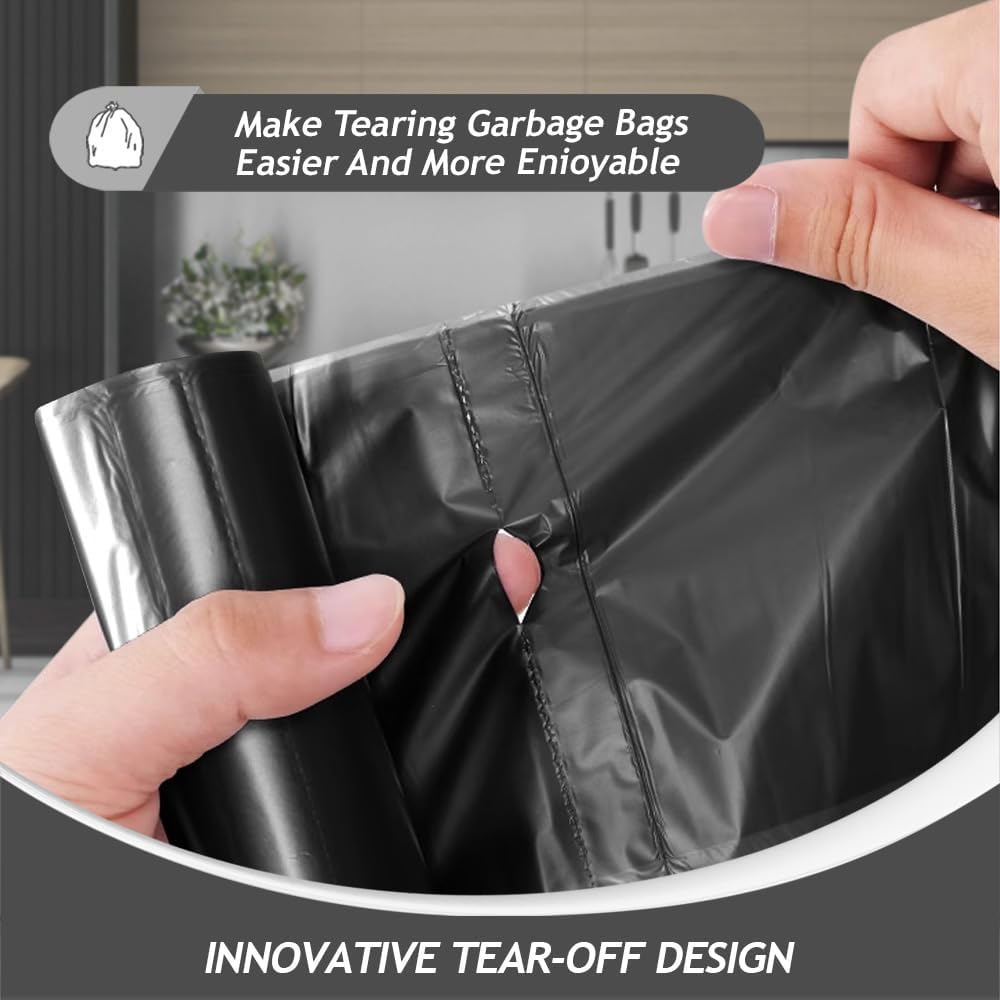Teivio Small Black Trash Bags 2.5 Gallon 170 Count Unscented Garbage Bags