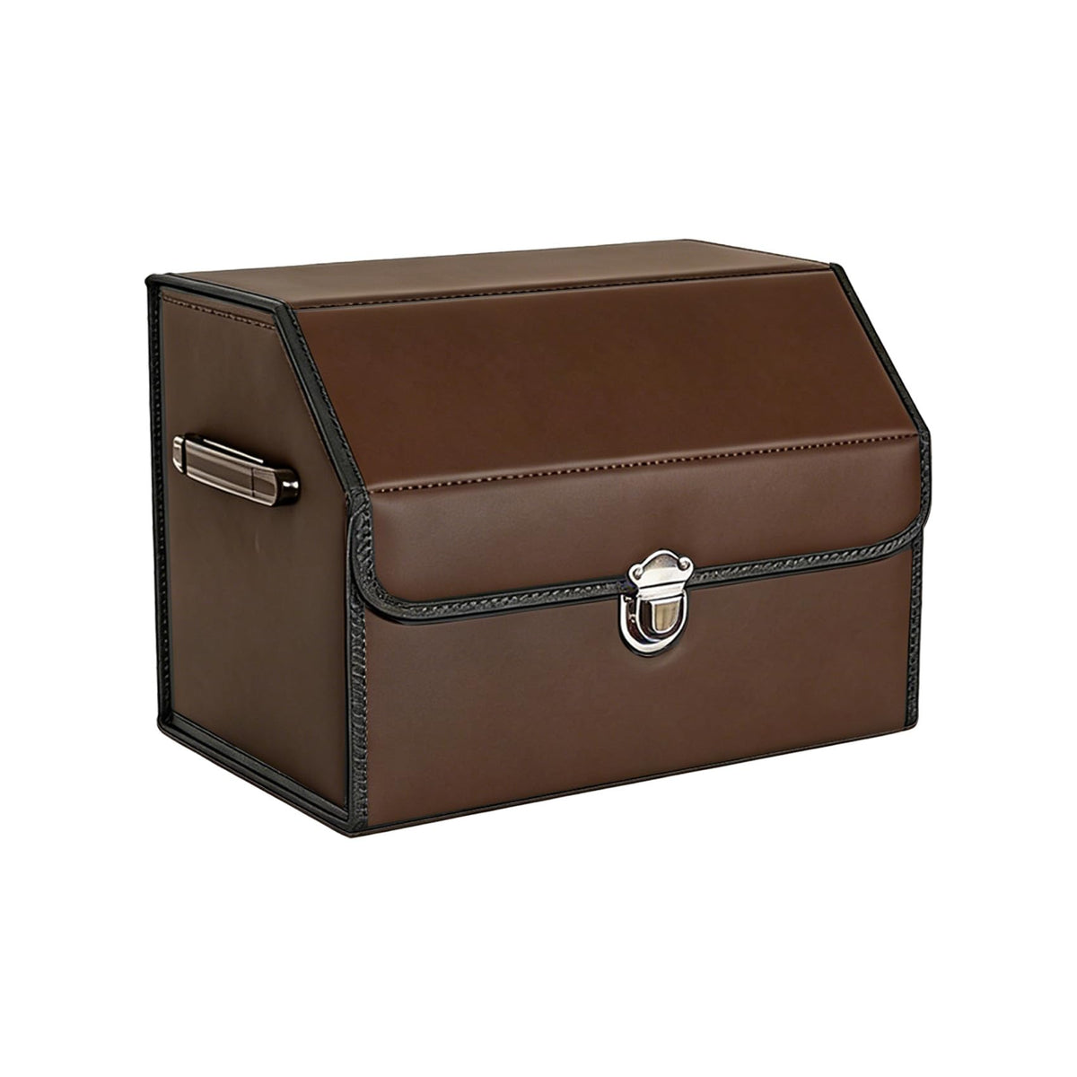 Car Trunk Organizer Leather Storage Box with Lid for Trunk SUV Sedan