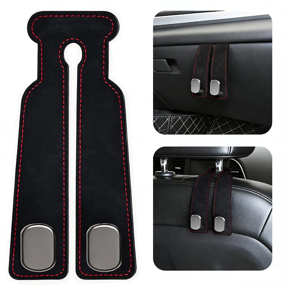 2-Pack Car Hanging Hooks for Headrest & Glove Box, Black