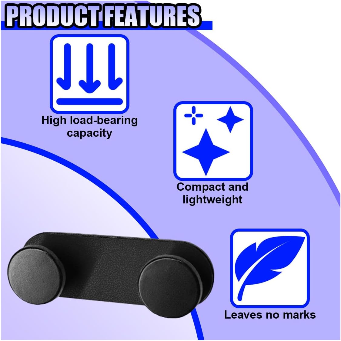 YoRise Small Car Hooks, Self-Adhesive Hanging Car Key Holder, Multifunctional Dashboard Storage Hooks, Universal Vehicle Organizer Accessories for Mask Charging Cable Earphone (Black)