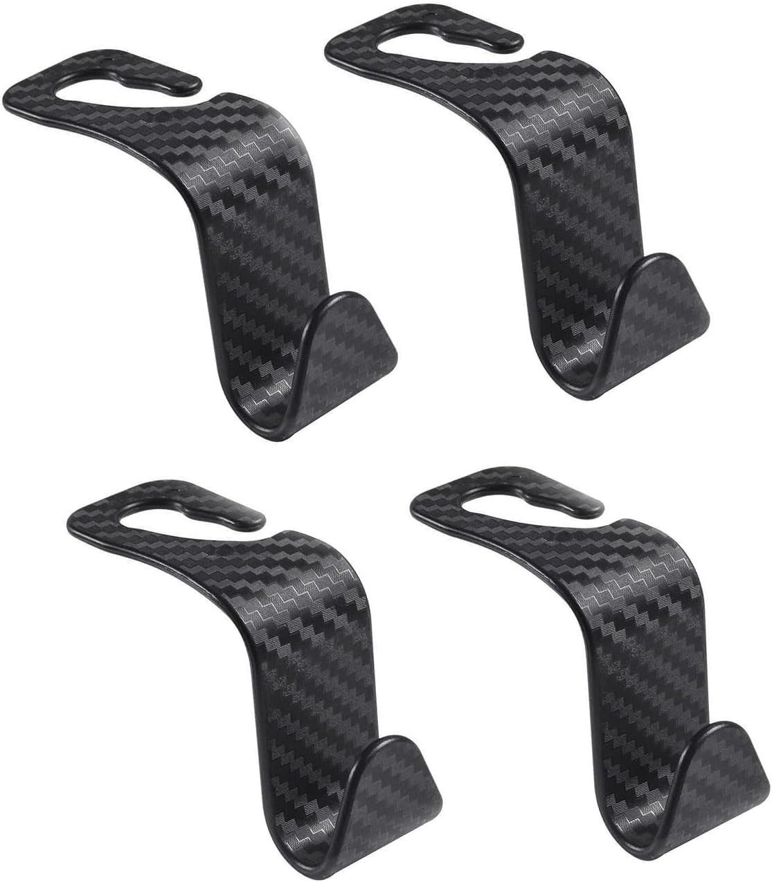 Car Seat Headrest Hook Universal Car Seat Hook Storage Rack S-Shape Plaid Black 4-Pack