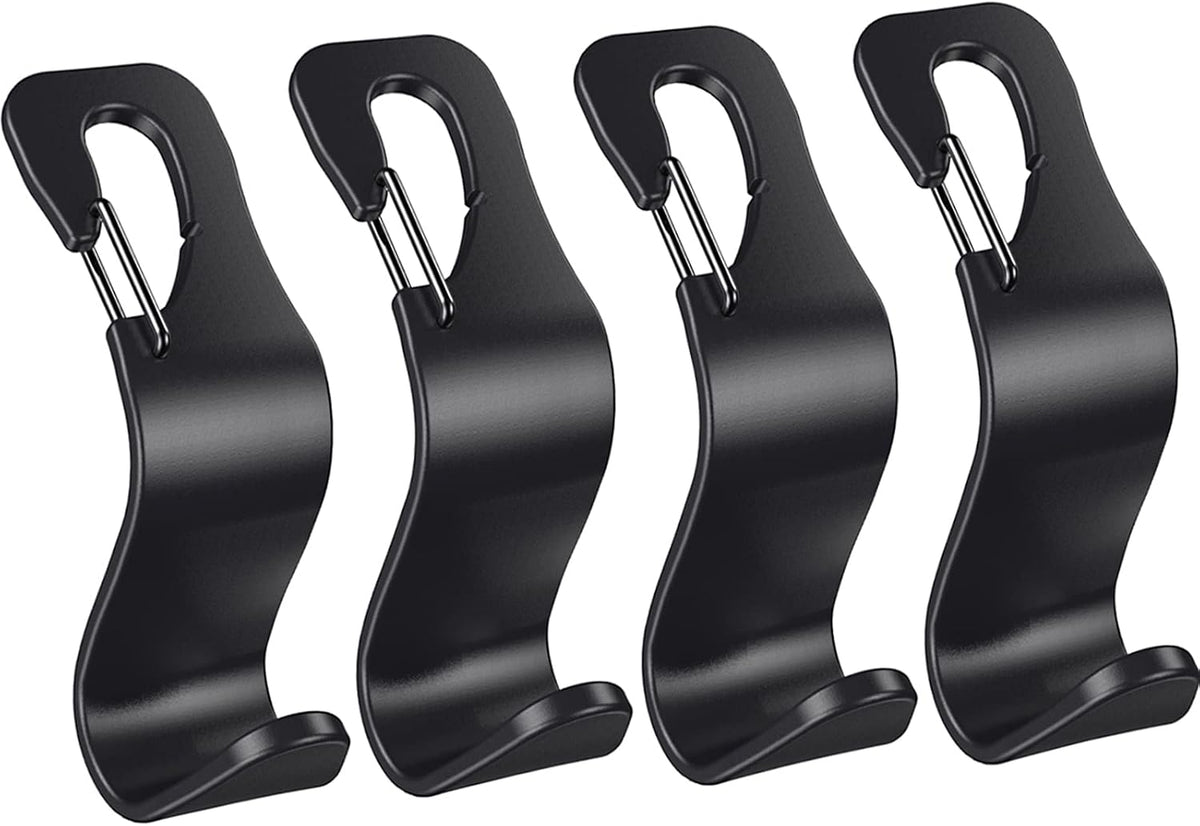 4 Pack Car Back Seat Headrest Hook Hanger for Purse Grocery Bag Handbag Hat, Purse Hook for Car with Clip
