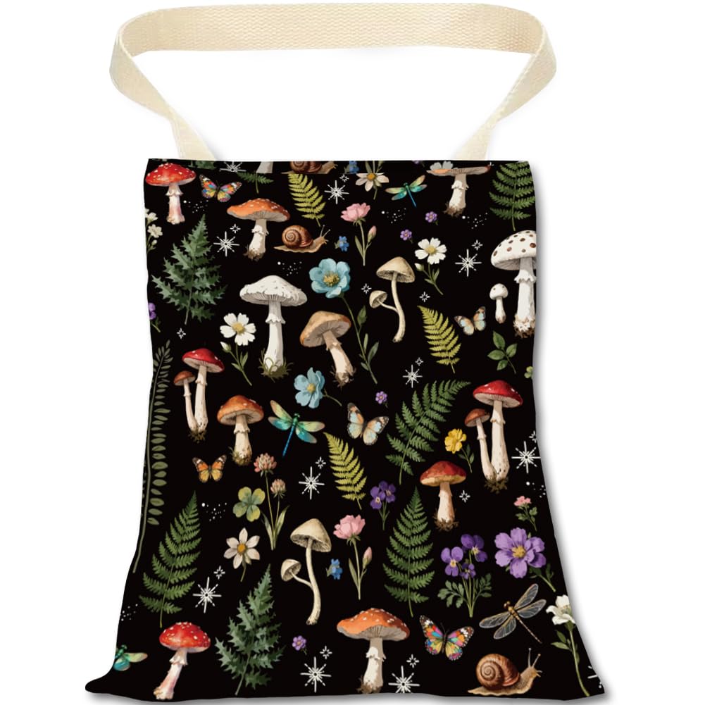 Mushroom Car Trash Can Floral Car Trash Bag Hanging Plants Snails Pattern Polyester Washable Waterproof Organizer Storage Can for Vehicle Interior Travel Accessories Reusable Leak Proof