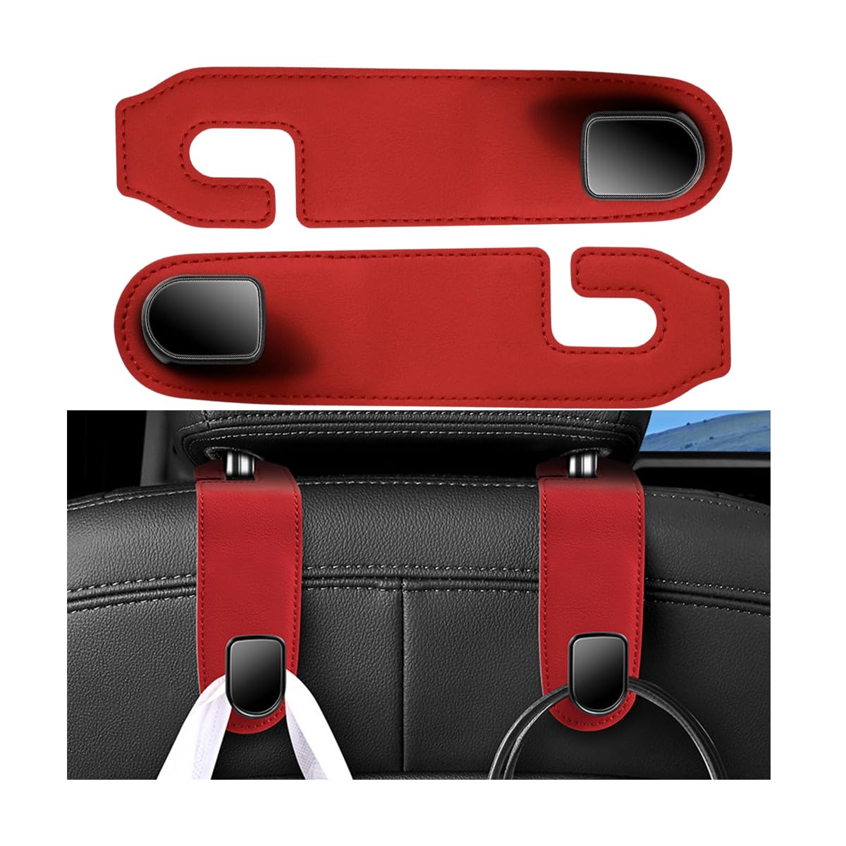 Car Seat Headrest Hook, 2PCS Vehicle Seat Back Hangers Organizer for Handbag Purse Coat, Automotive Interior Headrest Storage Hooks, Universal for SUV Automobile Truck (Black)