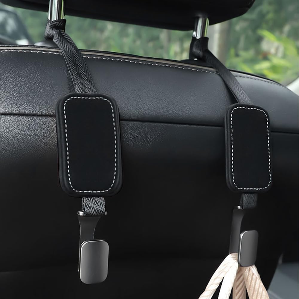 2Pcs Car Hook for Subaru BRZ WRX STi Impreza Legacy XV Forester Outback, Multifunctional Car Seat Back Hook Rear Metal Hook in Car Storage Hook Suede Interior Parts,Black