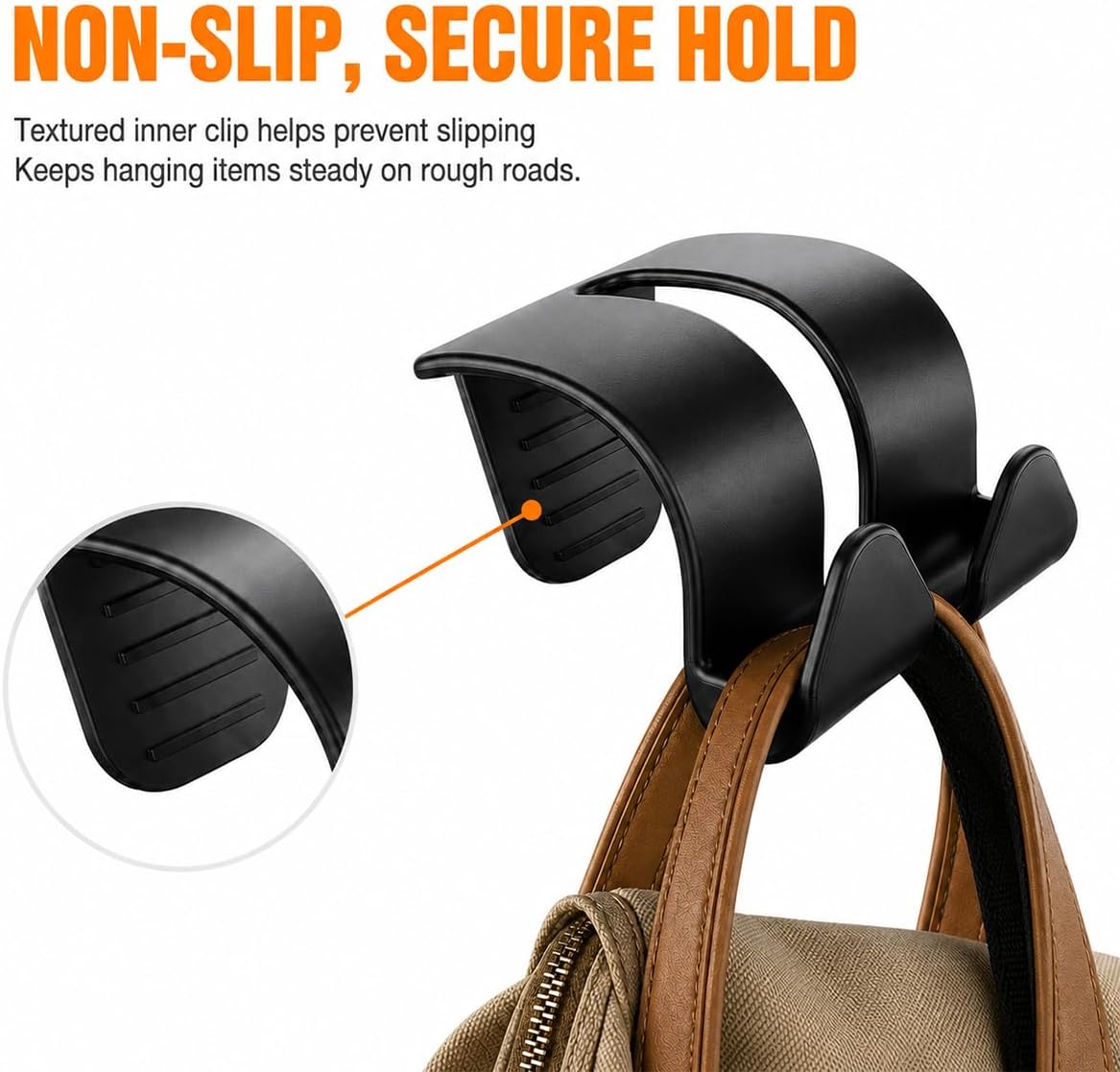 2PCS Car Door Window Hooks, Double Hook Car Seat Storage Hangers