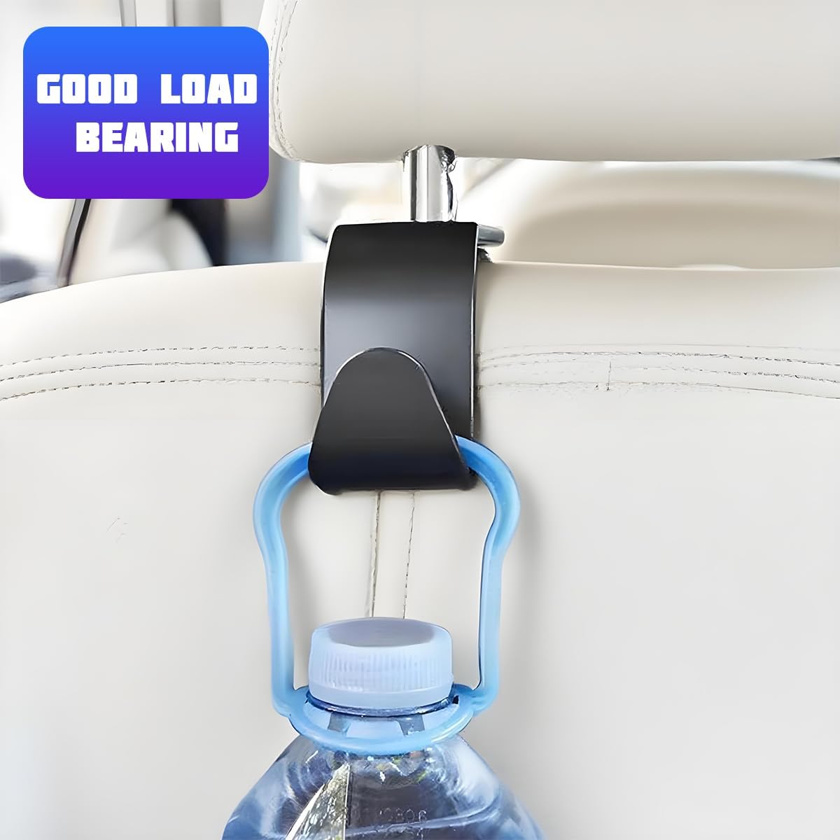4 Pack 4.13 Inch Car Seat Headrest Hooks, Black