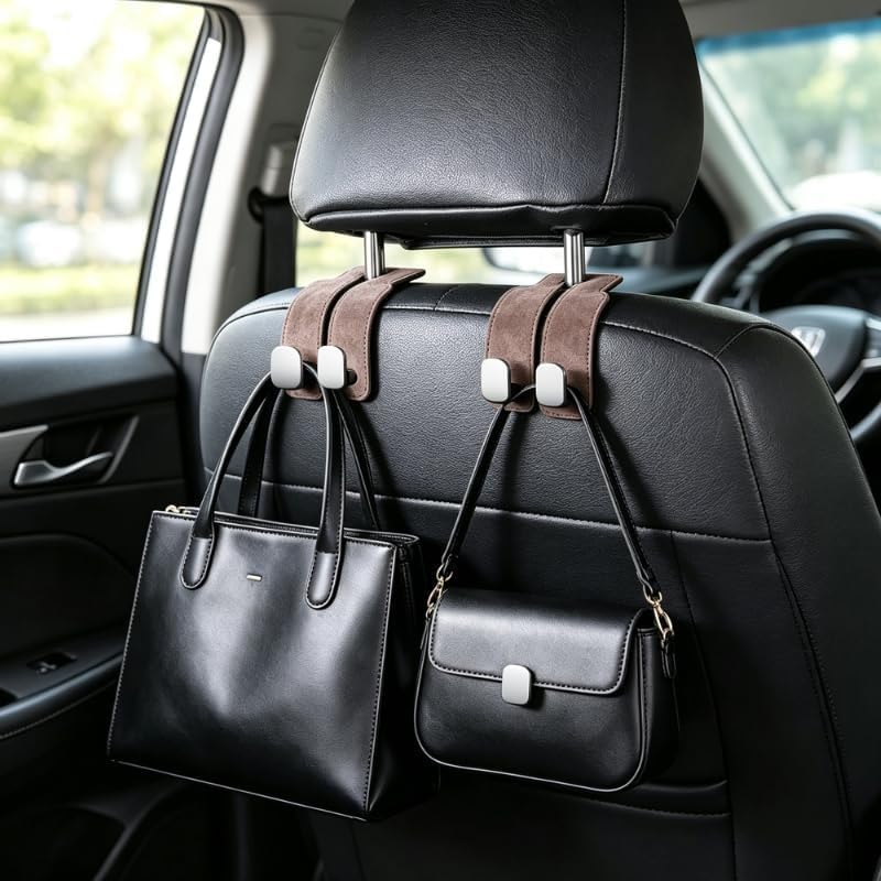 1pc Car Seat Back Hooks, Hidden Headrest Hanger Organizer for Bags, Purses, Coats, Groceries and in-Car Storage(Black)
