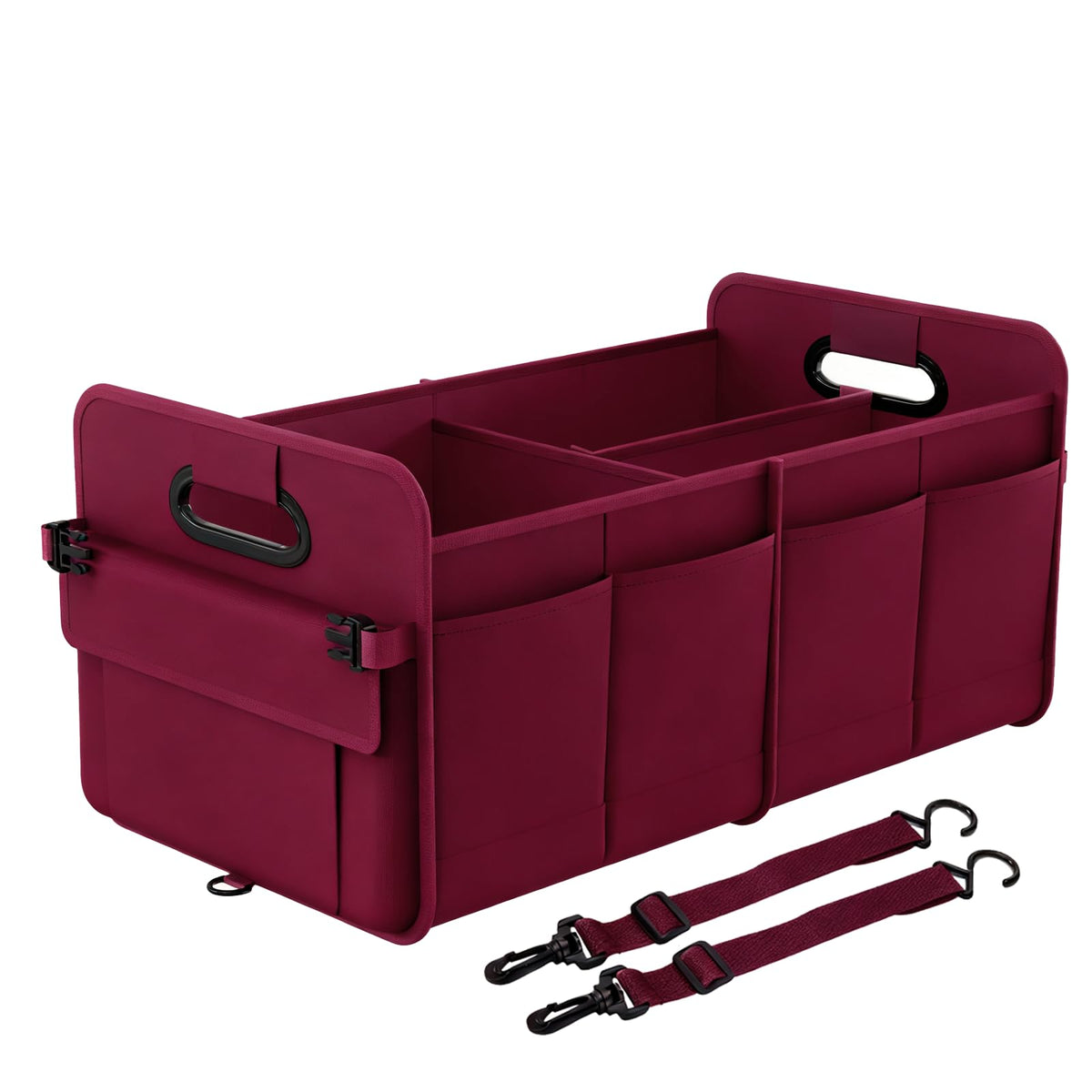 titiyiof Trunk Organizer For Suv & Sedan,Car Organizers and Storage, Waterproof Collapsible & Adjustable Straps,35L Sturdy Car Organization for Car Accessories, Tools,Sundries,2 Compartment(Black)