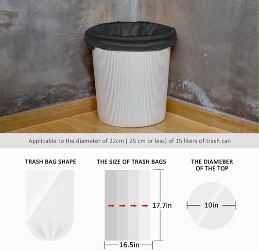 Teivio Small Black Trash Bags 2.5 Gallon 170 Count Unscented Garbage Bags
