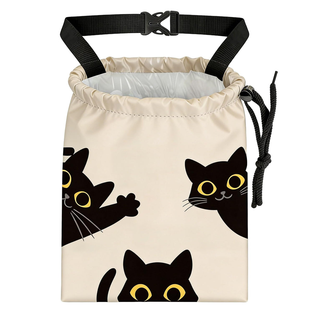 Three Black Cats Car Trash Bag - Waterproof Car Trash Bag Hanging Leakproof Car Garbage Bag - Washable Reusable Trash Bag For Car Interior Hanging Organizer Storage Vehicle Travelling Camping