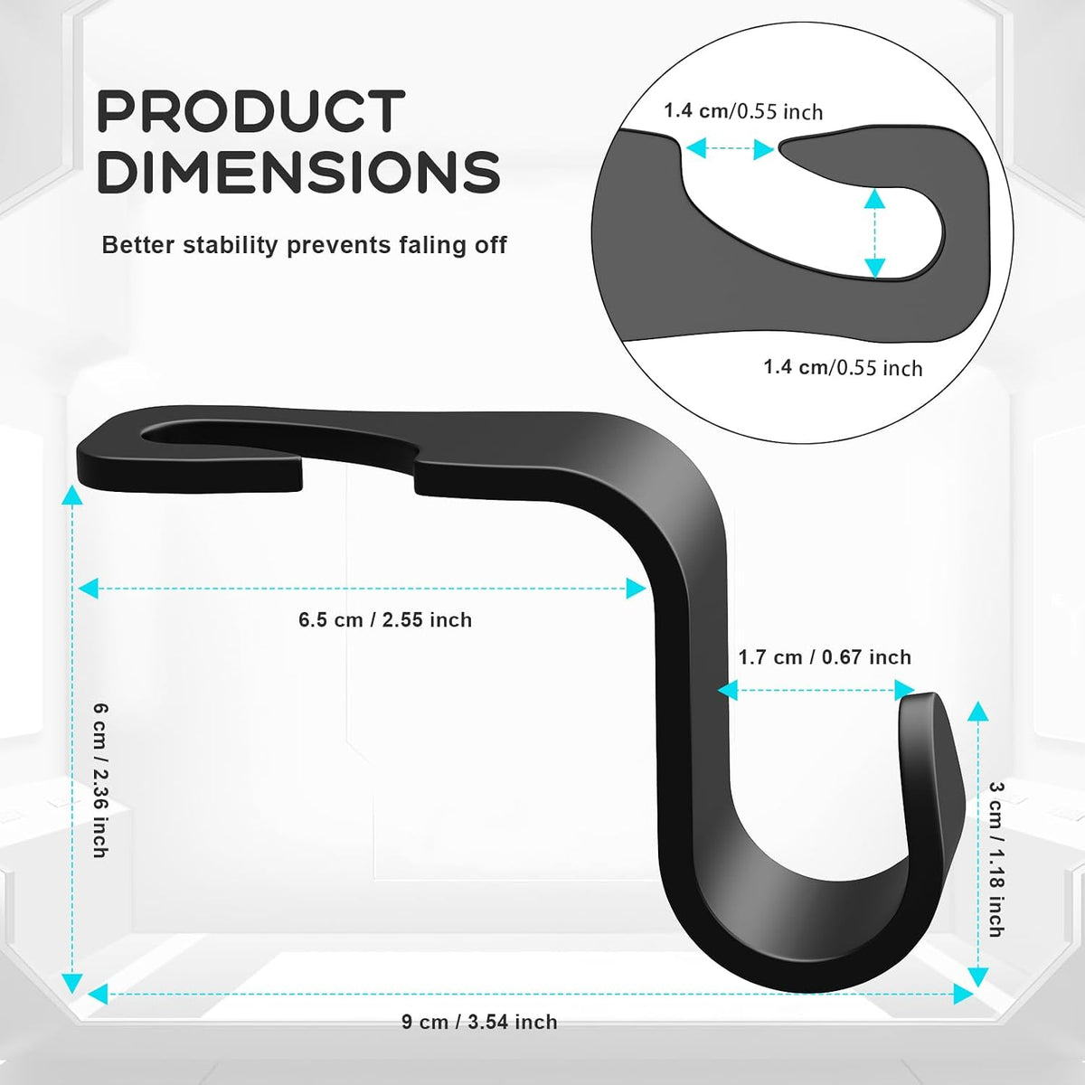 Car Seat Back Hook, Car Headrest Hook, Car Accessories for Interior, 4 Pack Plastic Black Hook, Suitable for Handbags, Shopping Bags, Clothes, Portable Tool Box