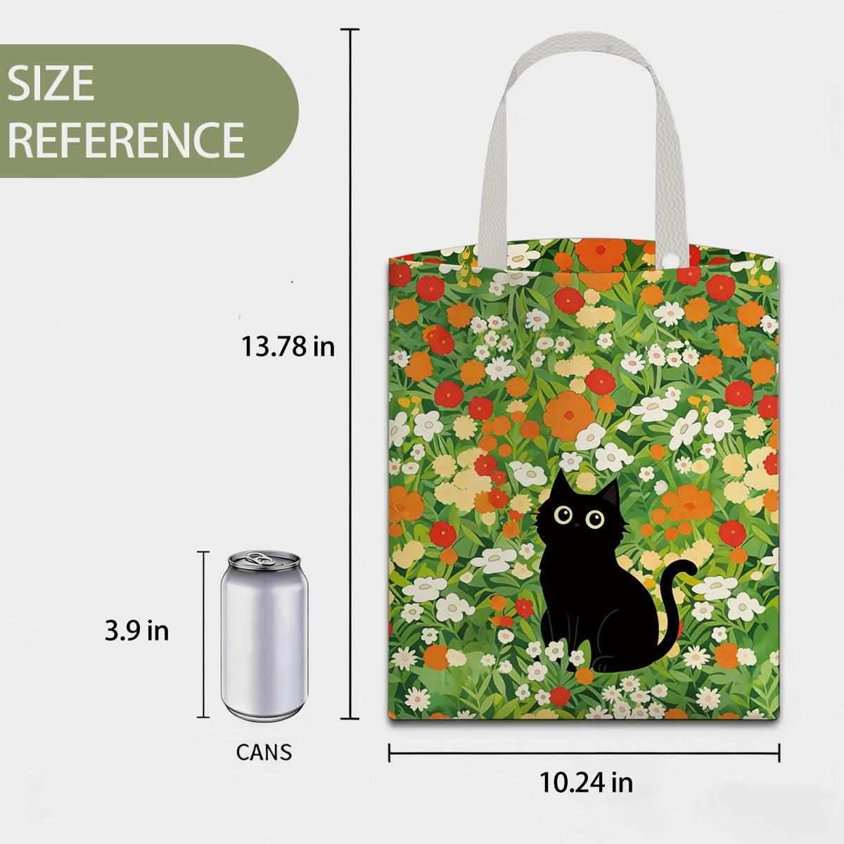 Car Trash Bag, Car Trash Bag Hanging, Country Style Design Hanging Drawstring Adjustable Buckle, Trash Can for Cars SUV, Floral Cute Black Cat Decor 12 x 10 inches