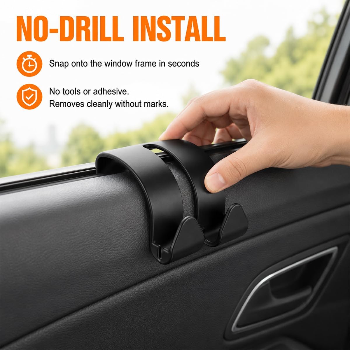 2PCS Car Door Window Hooks, Double Hook Car Seat Storage Hangers
