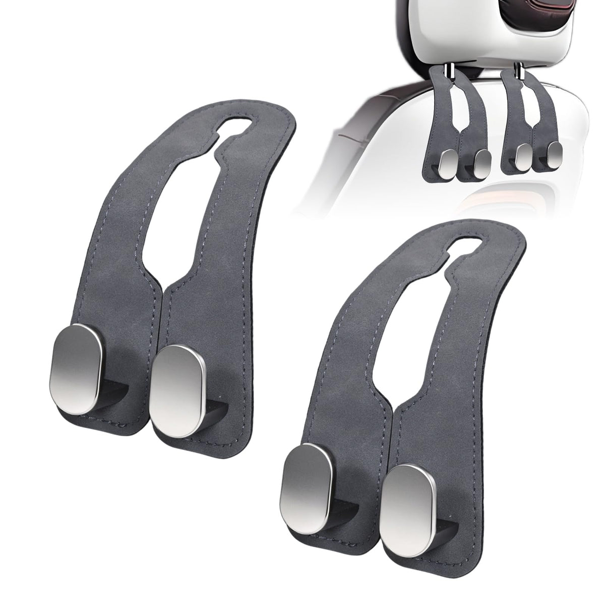Car Purse Hook Purse Hook for Car Seats Headrest Car Seat Hooks,Heavy Duty Vehicle Organizer for Handbags, Groceries, Purses, Keep Car Tidy (Gray, 4 Pack)