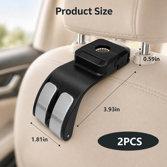 Car Headrest Hook, Auto Seat Storage Hook, Black