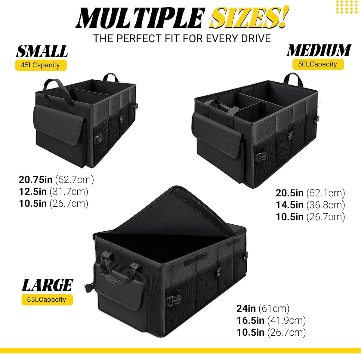 45L Trunk Organizer, Small Foldable Car Organizer for SUV, Jeep, Sedan