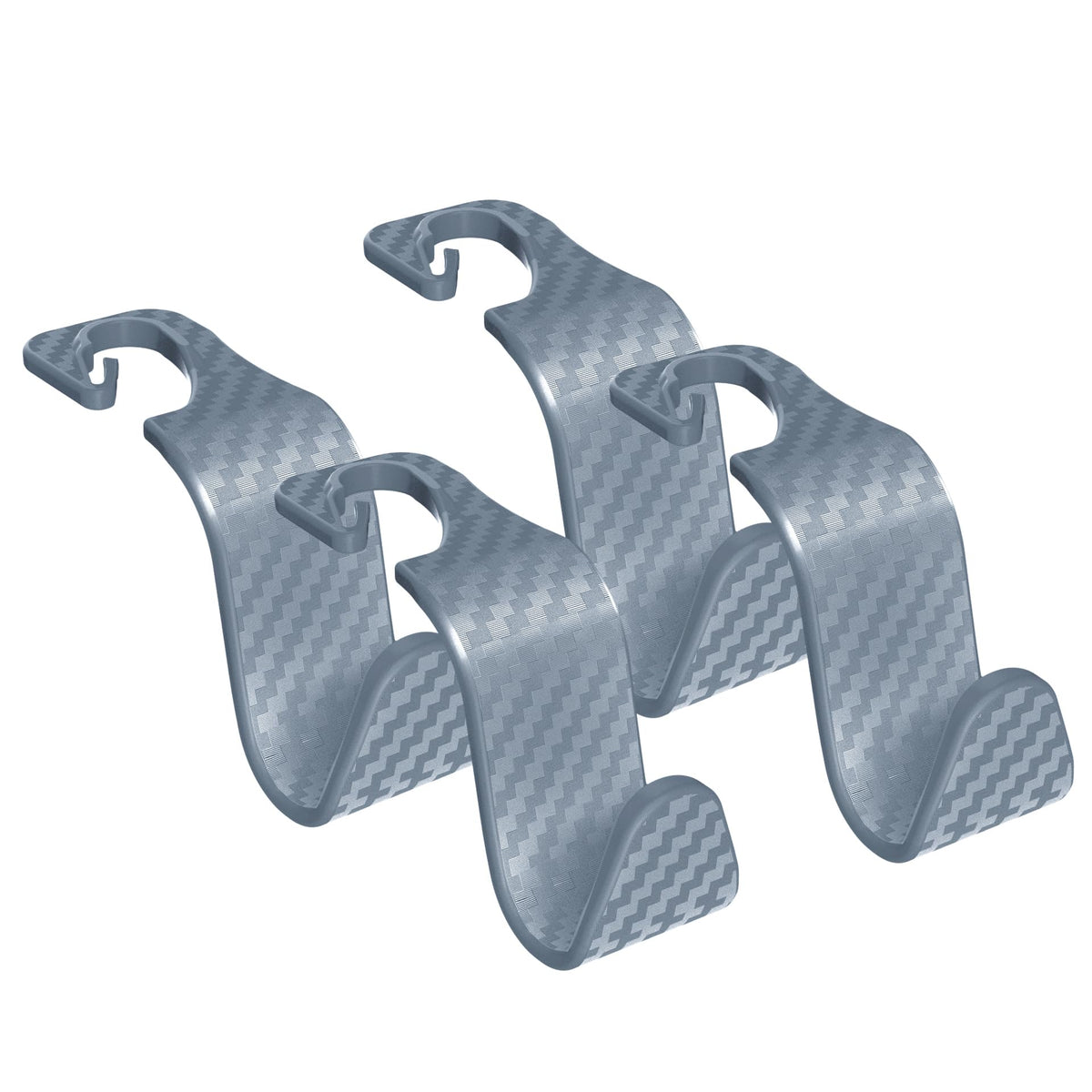 Car Seat Headrest Hooks Vehicle Storage Organizer for Purses Handbags Groceries Coats – Holds 55 lbs 360° Rotating Checkered Pattern Design 4 Pack (Gray Checkered)