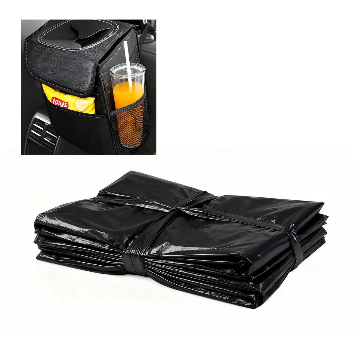 Disposable Car Trash Can Bags, Liner Refills (1-Pack, 100 Bags Total) - for HOTOR Car Garbage Can(Trash Can Not Included) White