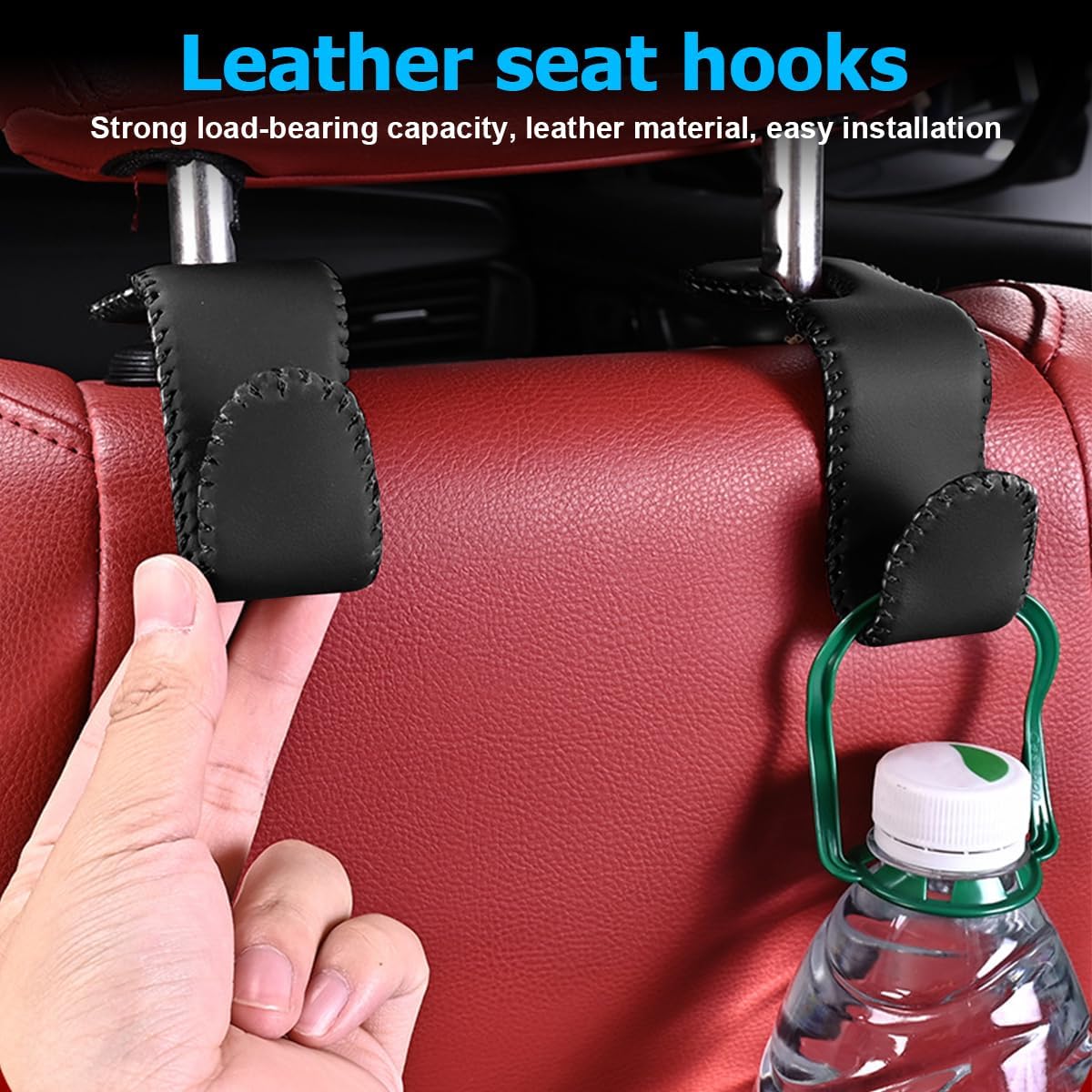 Zpana 2PCS Car Headrest Hooks Genuine U-Shaped Hanging Holder Black