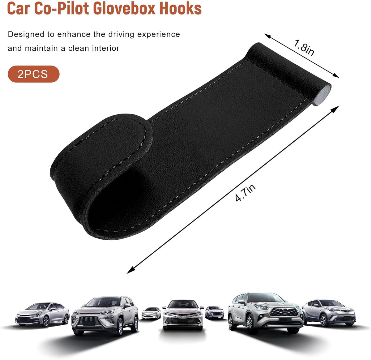 2 PCS Car Co-Pilot Glovebox Hooks, Vehicle Glovebox Storage Hanger Passenger Seat Hanging Hook, Anti-Scratch Auto Glove Box Hanger Interior Organizer for Handbags Purses Umbrellas (Black)