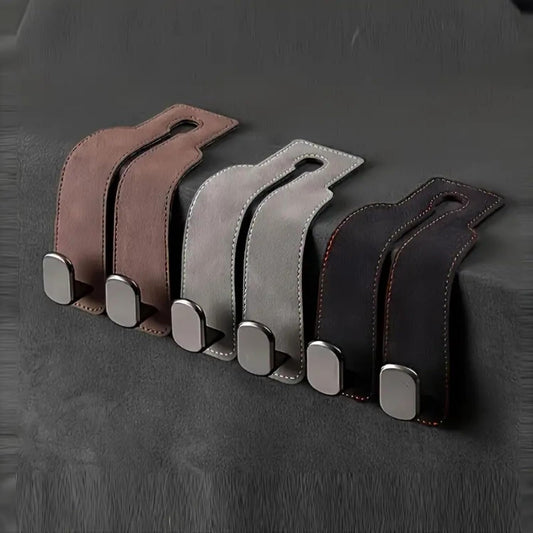 3-Pack Heavy Duty Black Car Seat Back Hooks – Car Accessories, Hidden Design Metal Headrest Hangers for SUV & Sedan, Strong Storage Hooks for Grocery Bags, Purses & Coats