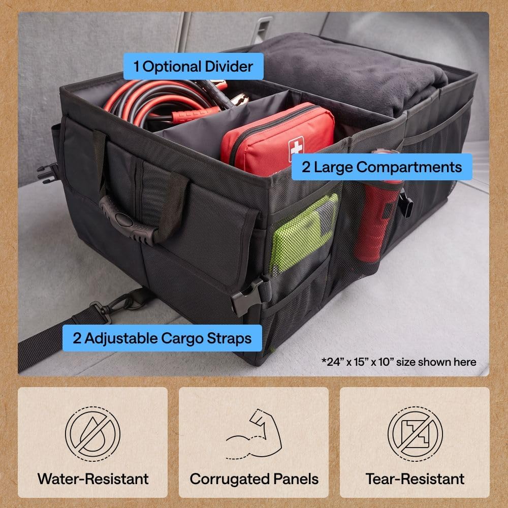 GORILLA GRIP Trunk Organizer for SUV and Cars, Large Capacity Black