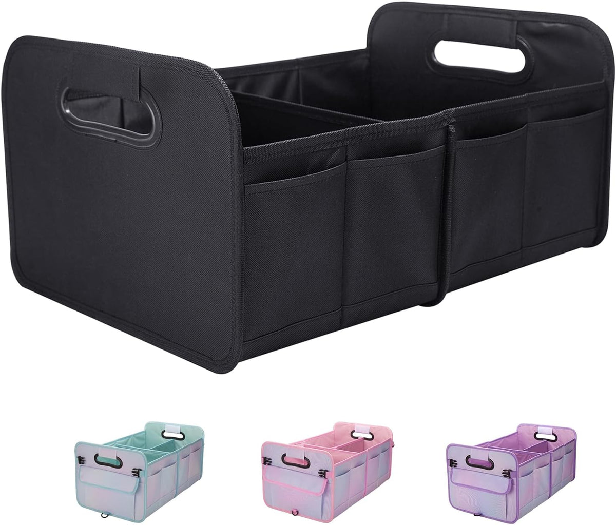 titiyiof Trunk Organizer For Suv & Sedan,Car Organizers and Storage, Waterproof Collapsible & Adjustable Straps,35L Sturdy Car Organization for Car Accessories, Tools,Sundries,2 Compartment(Black)