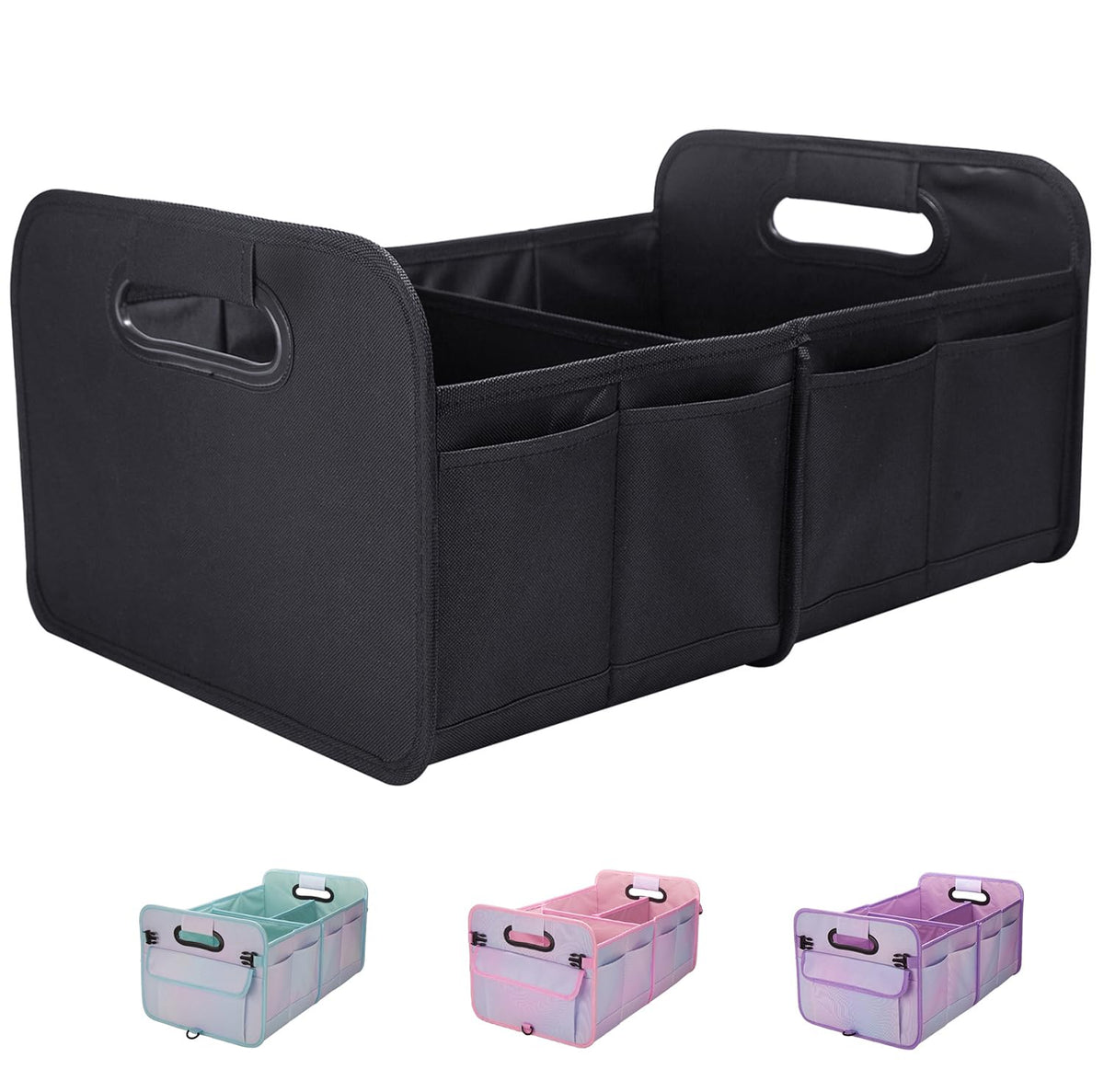 titiyiof Trunk Organizer For Suv & Sedan,Car Organizers and Storage, Waterproof Collapsible & Adjustable Straps,35L Sturdy Car Organization for Car Accessories, Tools,Sundries,2 Compartment(Black)