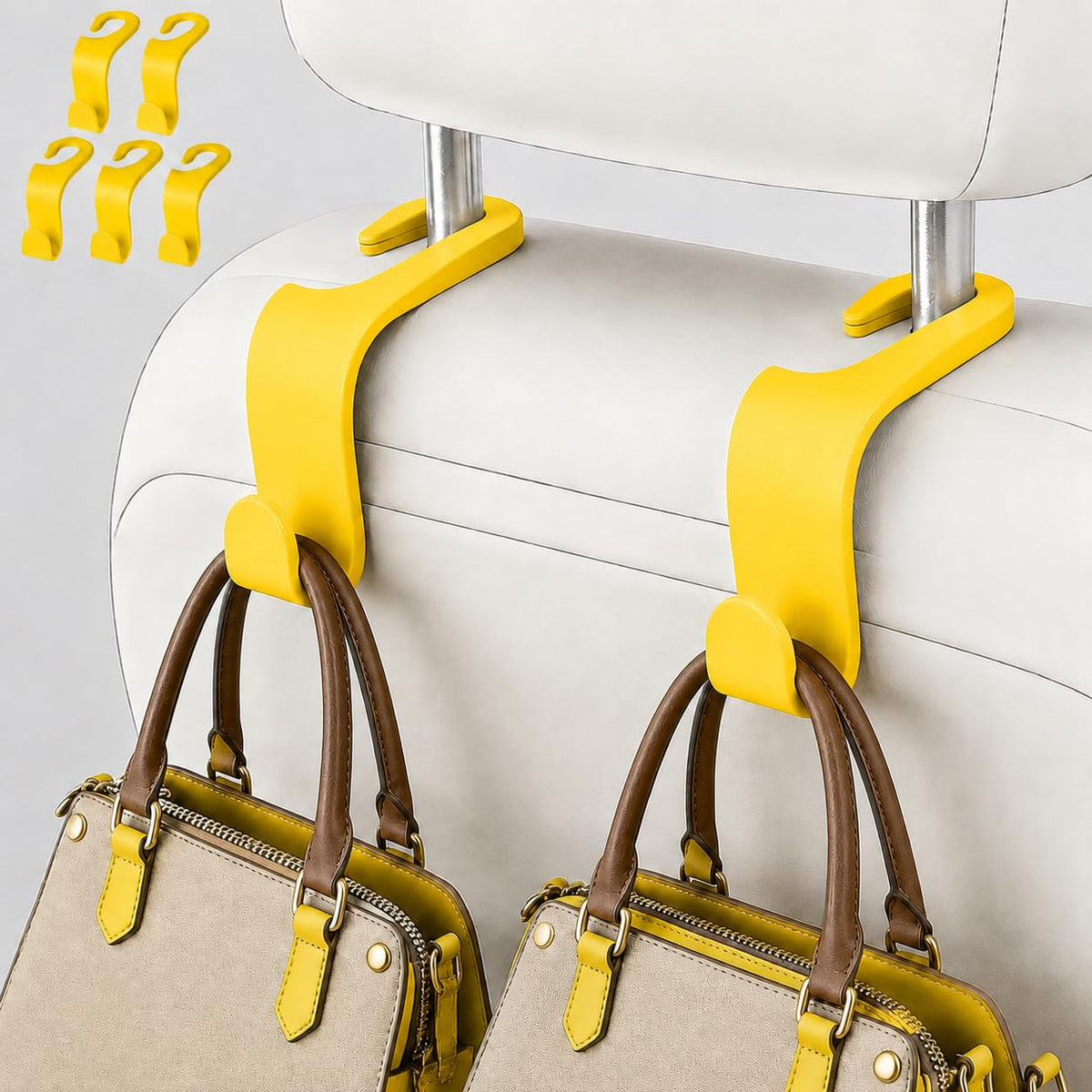 5 Pcs Hooks for Car Seat Headrest Hook, Car Back Seat Headrest Hooks Storage for Automotive Vehicle Cars Accessories Purses Grocery Bags Handbag Coat Umbrella Hanger Holder Organizer