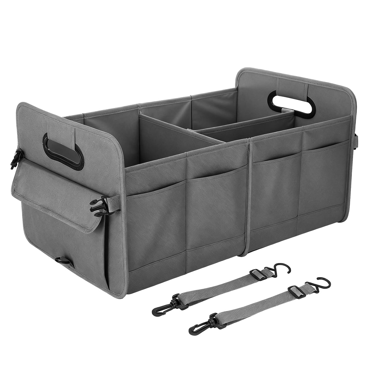 titiyiof Trunk Organizer For Suv & Sedan,Car Organizers and Storage, Waterproof Collapsible & Adjustable Straps,35L Sturdy Car Organization for Car Accessories, Tools,Sundries,2 Compartment(Black)