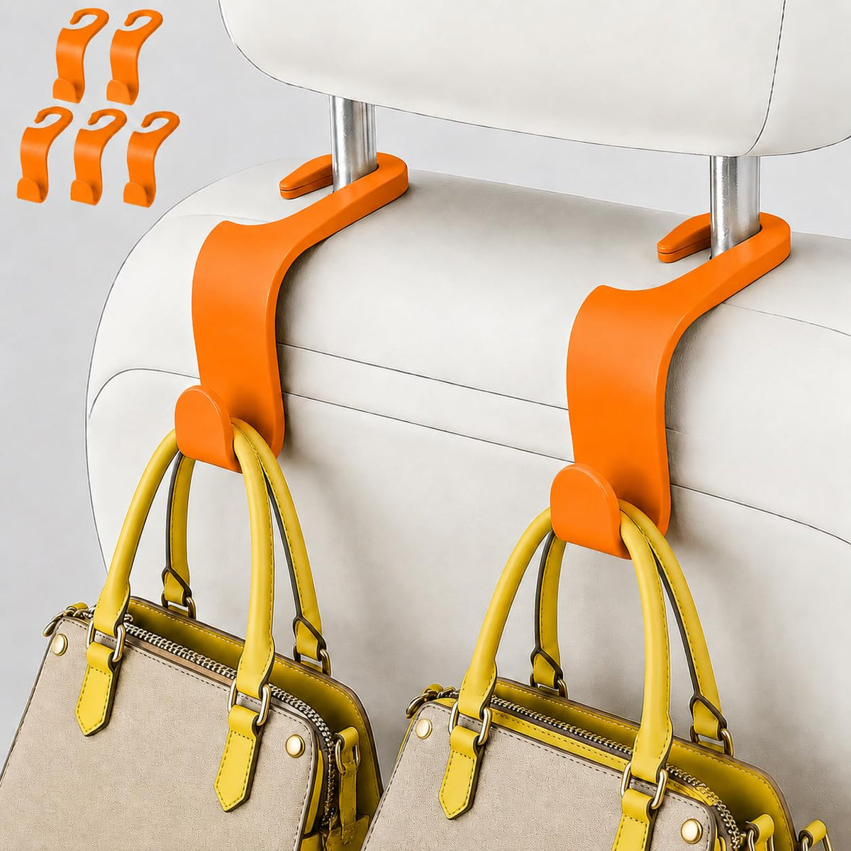 5 Pcs Hooks for Car Seat Headrest Hook, Car Back Seat Headrest Hooks Storage for Automotive Vehicle Cars Accessories Purses Grocery Bags Handbag Coat Umbrella Hanger Holder Organizer
