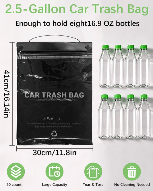 Car Trash Bag 50 Bags,2.5 Gallon Disposable Trash Bag for Car