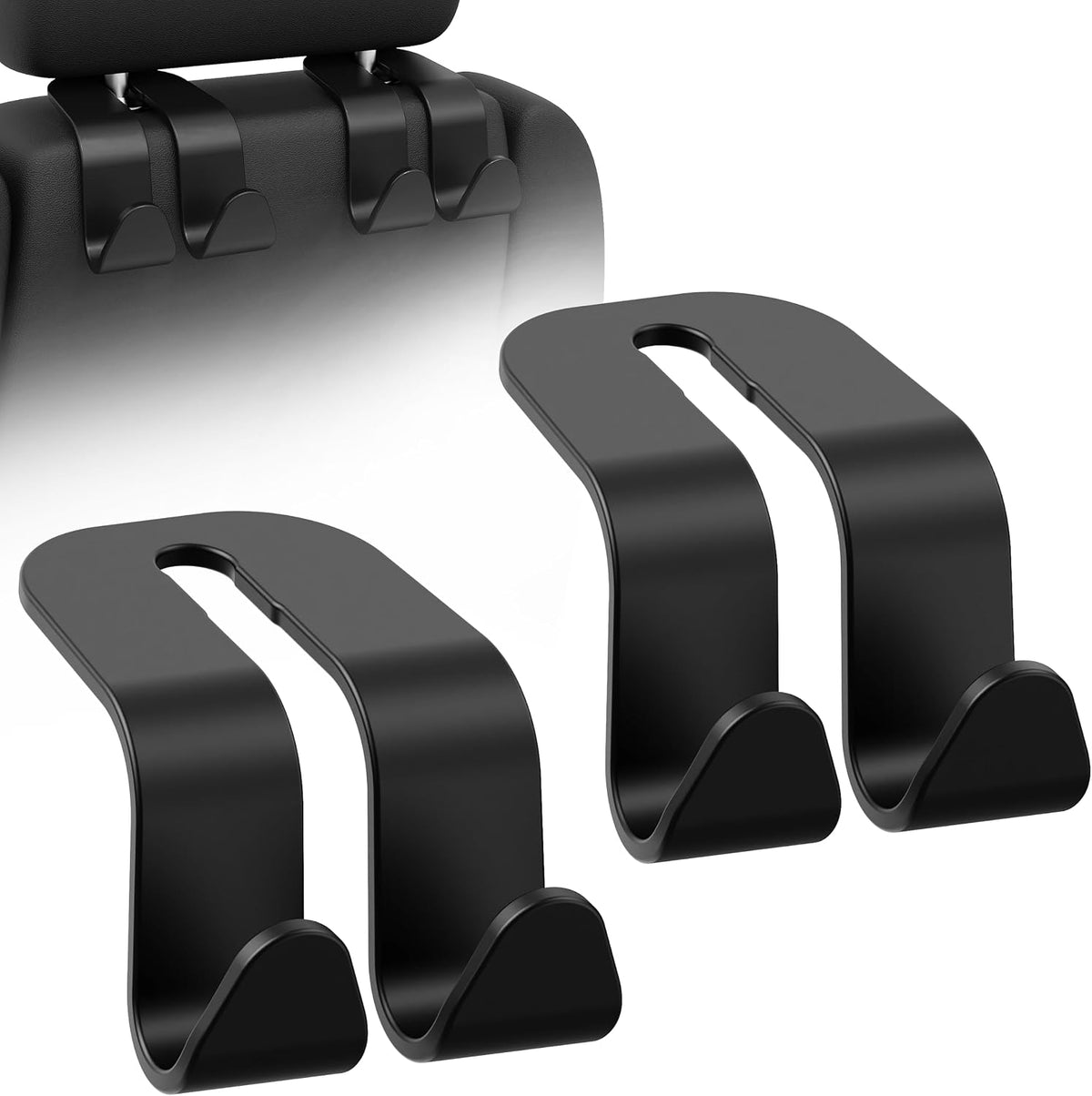 Amooca Car Headrest Hooks Heavy Duty Purse Hanger for Handbags 2 Pack