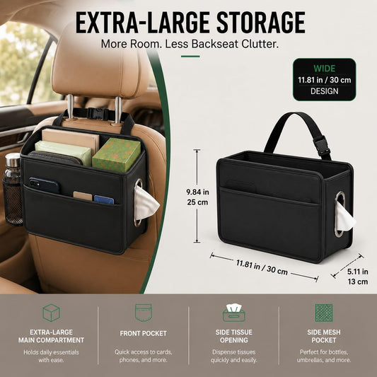 Noaman Large Car Seat Storage Organizer with Tissue holder 1 Pack