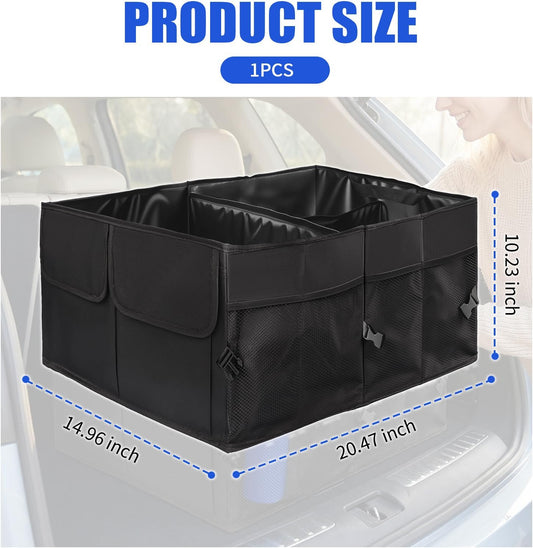 Collapsible Car Trunk Organizer, High-Capacity Trunk Organizer for SUV with Multiple Compartments, Universal Car Storage Organizers as Cars Storage Box for SUVs, Trucks