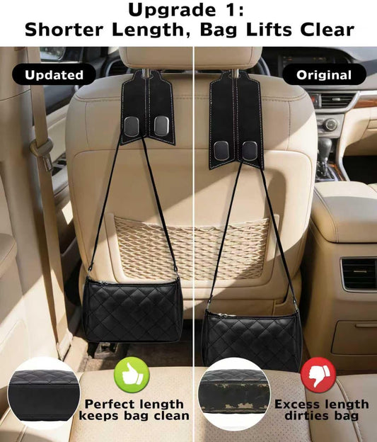 Car Purse Hook, Metal Car Seat Headrest Hooks, 2 Pack, Black